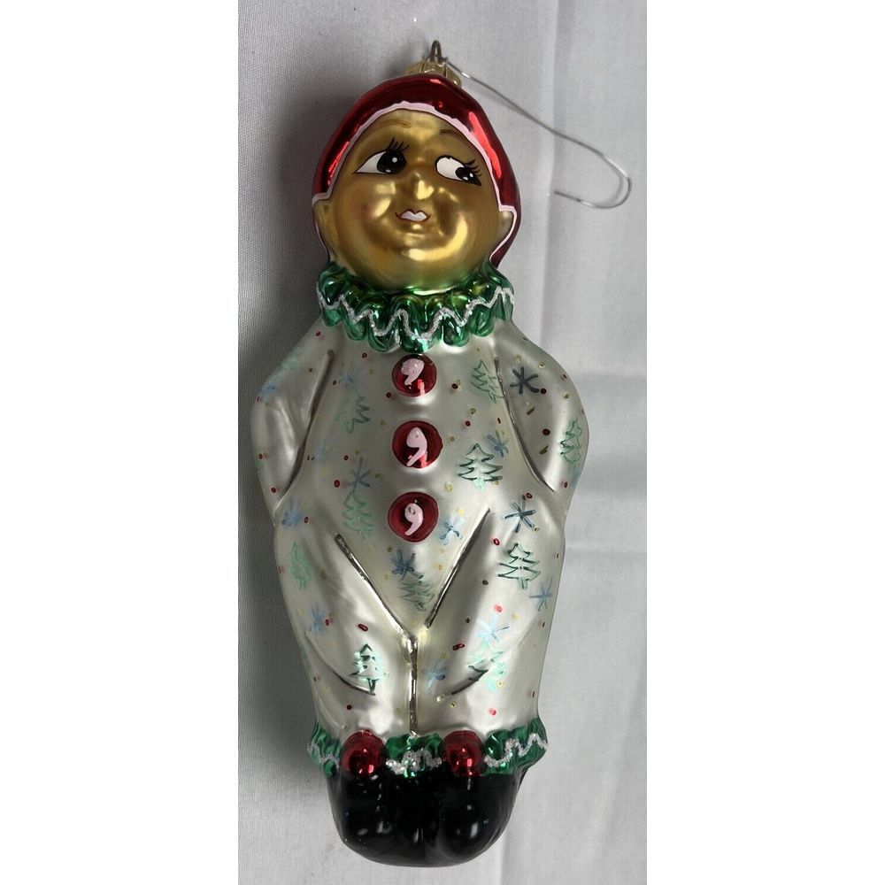 Vintage Radko Sweethearts Green Clown Christmas Ornament Creepy Eyes Rare‎
